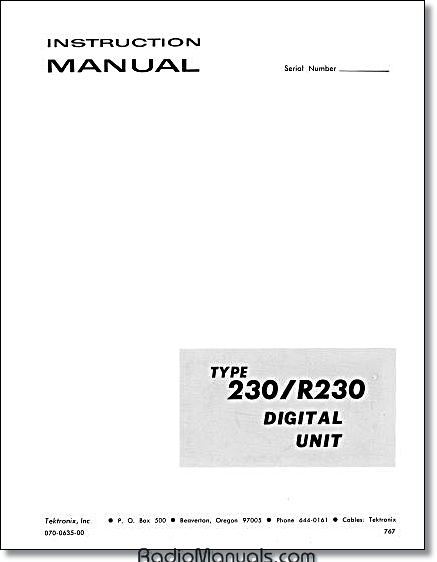 Tektronix 230 Operating Manual - Click Image to Close